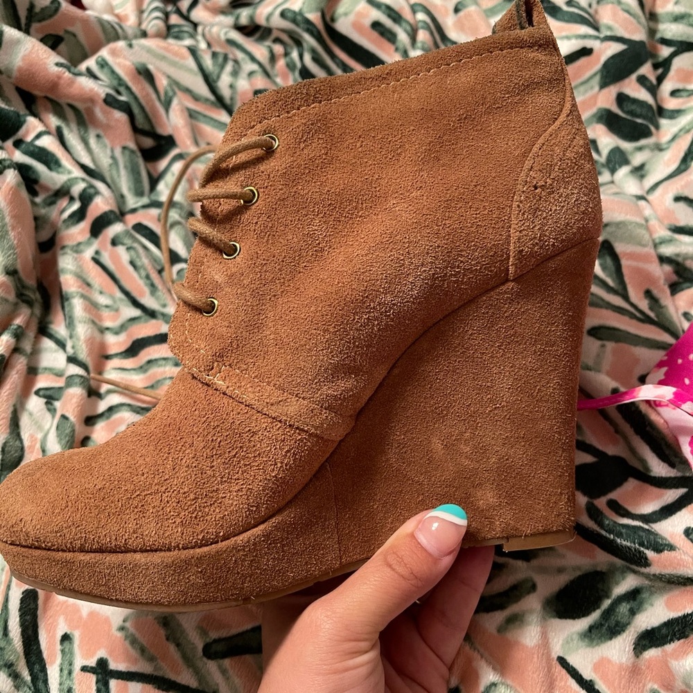 Jessica Simpson suede wedge booties